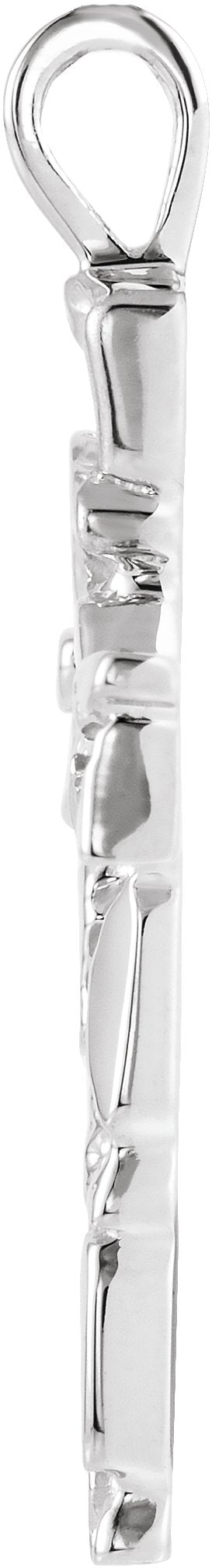 14K Gold Nugget Cross Pendant - White Gold - view 2