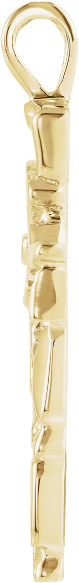 18K Gold Nugget Cross Pendant - view 3