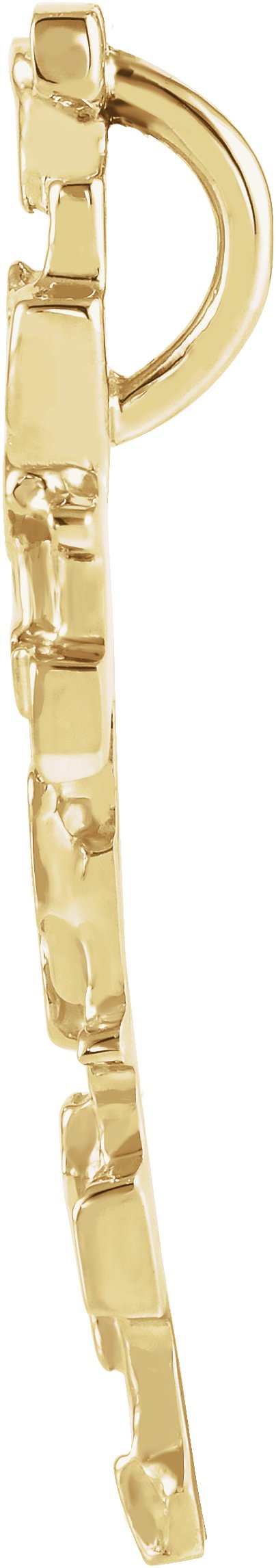 18K Gold Nugget Cross Pendant – 38x22mm - view 2
