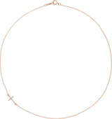 14K Gold Round Natural Diamond Accented Sideways Cross Necklace - Rose Gold - view 5