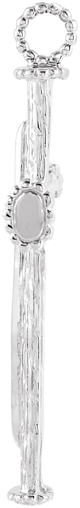 14K Gold Tree Bark Cross Pendant - White Gold - view 2