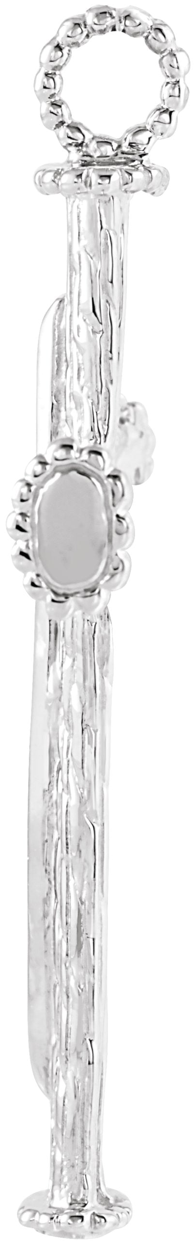 14K Gold Tree Bark Cross Pendant - White Gold - view 2