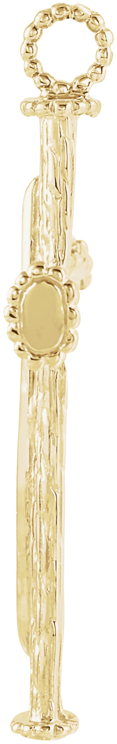 14K Gold Tree Bark Cross Pendant - Yellow Gold - view 2