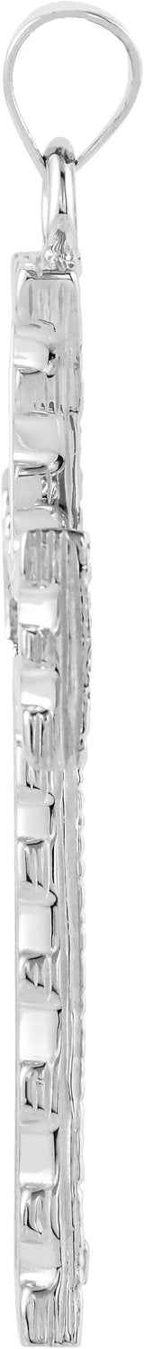 14K Gold Cross Pendant – 34x23mm - White Gold - view 2