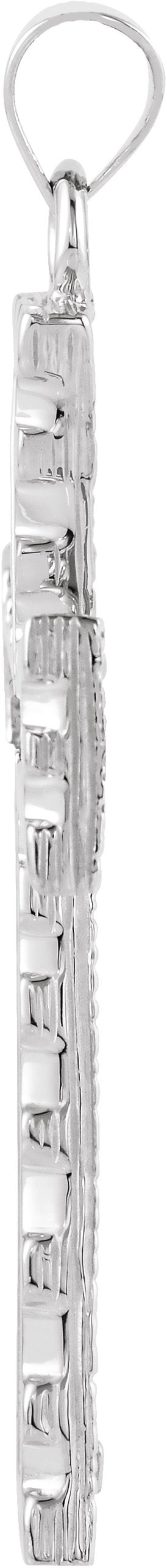 14K Gold Cross Pendant – 34x23mm - White Gold - view 2