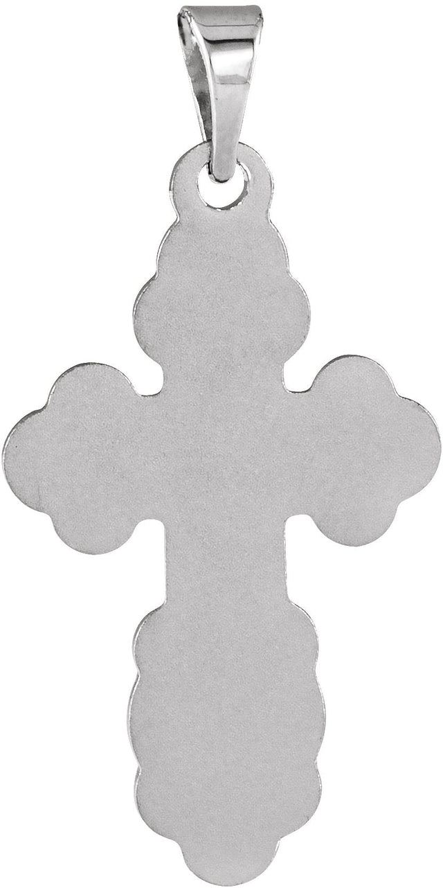 14K Gold Orthodox Cross Pendant – 12x8mm - White Gold - view 3