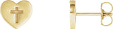 14K Gold Heart & Cross Earrings II - Yellow Gold