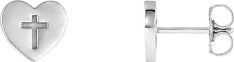 Platinum Heart & Cross Earrings