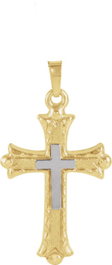 14K Gold Hollow Cross Pendant – 25.5x18mm