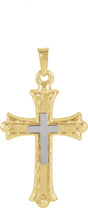 14K Gold Hollow Cross Pendant – 25.5x18mm