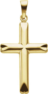 14K Gold Hollow Cross Pendant – 25x17mm