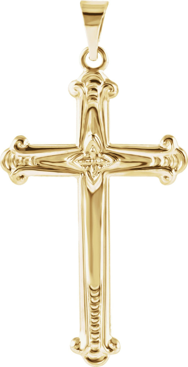14K Gold Cross Pendant – 27.5x16mm - White Gold - view 4