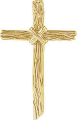 18K Gold Woodgrain Cross Pendant
