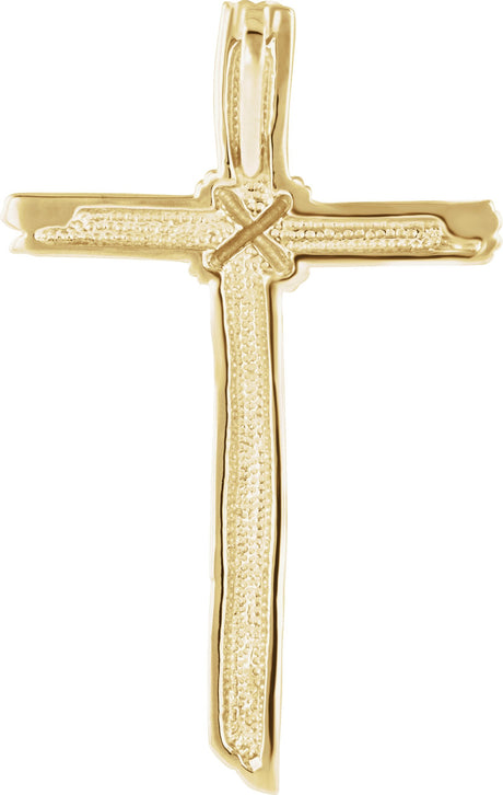 10K Gold Woodgrain Cross Pendant - view 2