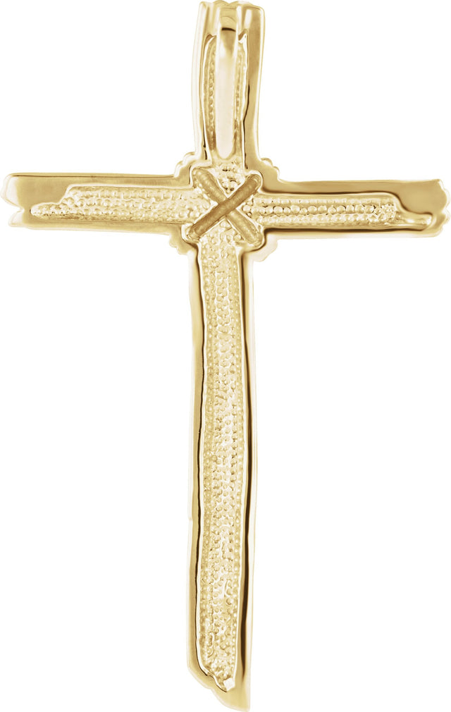 10K Gold Woodgrain Cross Pendant - view 2
