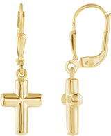 14K Gold Cross Earrings – 31x8.8mm