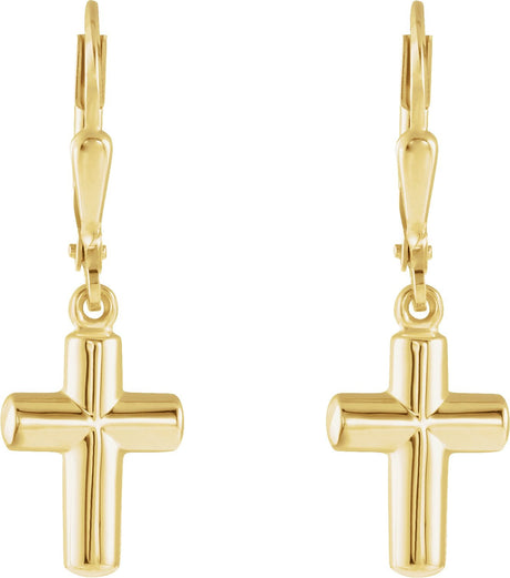 14K Gold Cross Earrings – 31x8.8mm - view 2
