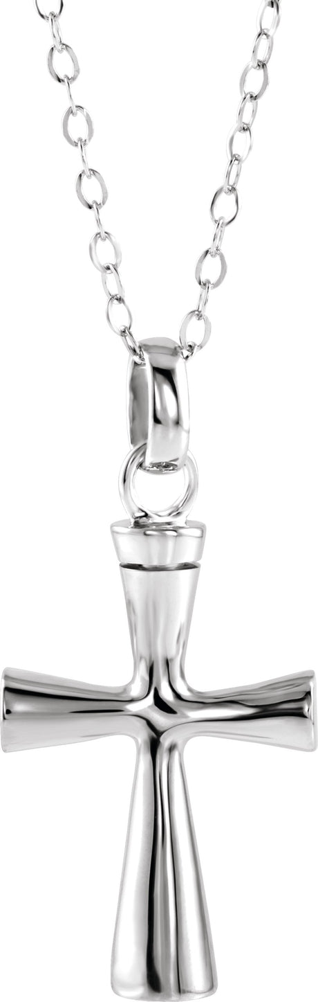 10K Gold Cross Ash Holder Necklace or Pendant - White Gold
