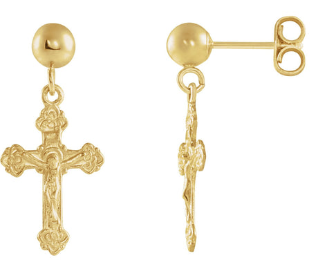 14K Gold Crucifix Earrings II
