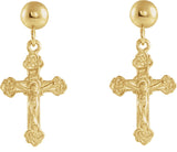 14K Gold Crucifix Earrings II - view 2