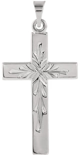 14K Gold Cross Pendant – 24x15mm - White Gold