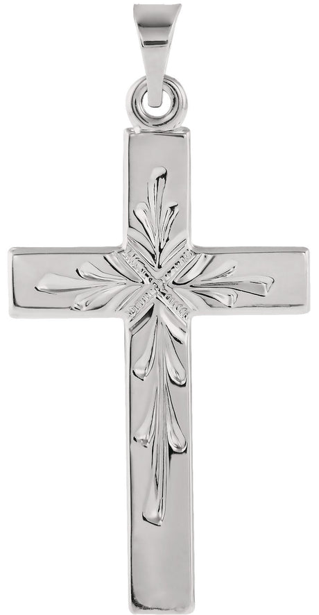 14K Gold Cross Pendant – 24x15mm - White Gold