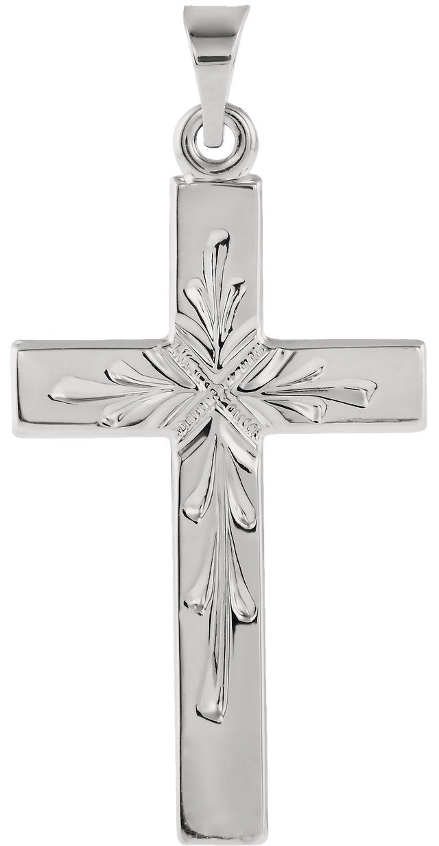 14K Gold Cross Pendant – 24x15mm - White Gold
