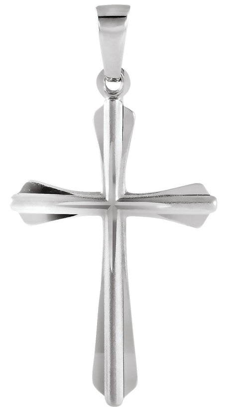14K Gold Cross Pendant – 24x16.2mm - White Gold