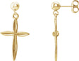 14K Gold Cross & Ball Earrings – 25.9x13.1mm - Yellow Gold