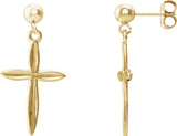 14K Gold Cross & Ball Earrings – 25.9x13.1mm - Yellow Gold