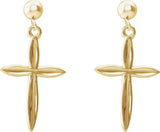 14K Gold Cross & Ball Earrings – 25.9x13.1mm - Yellow Gold - view 2