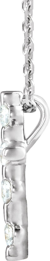 Platinum Round Natural Diamond Accented Cross Necklace or Pendant – up to 0.08 CTW - view 4
