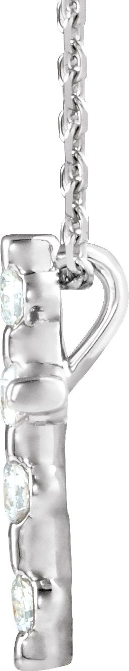 Platinum Round Natural Diamond Accented Cross Necklace or Pendant – up to 0.08 CTW - view 4