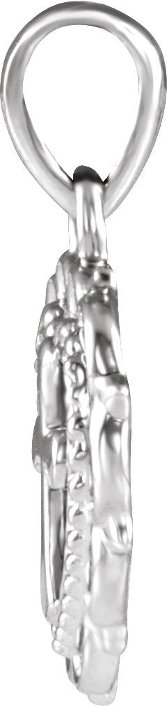 Platinum Youth Heart with Cross Necklace or Pendant - view 2