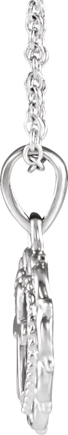 Platinum Youth Heart with Cross Necklace or Pendant - view 2