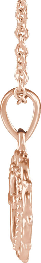 14K Gold Youth Heart with Cross Necklace or Pendant - Rose Gold - view 2