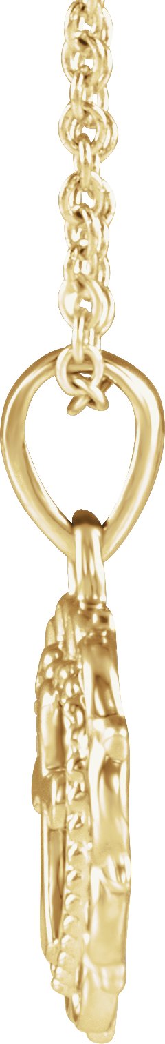 14K Gold Youth Heart with Cross Necklace or Pendant - Yellow Gold - view 2