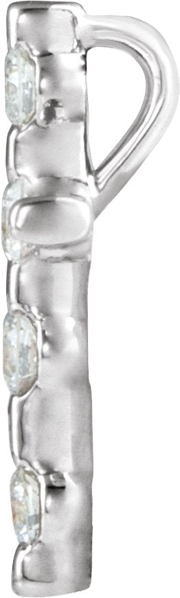 Platinum Round Natural Diamond Accented Cross Necklace or Pendant – up to 0.08 CTW - view 4
