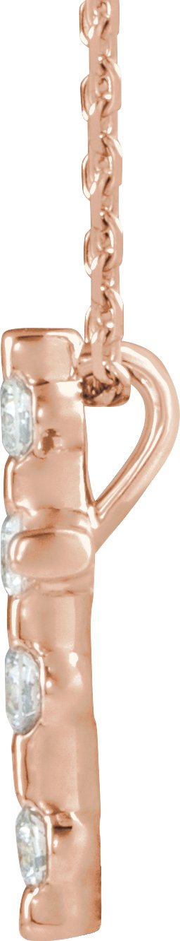 14K Gold Round Natural Diamond Accented Cross Necklace or Pendant – up to 0.08 CTW - Rose Gold - view 4