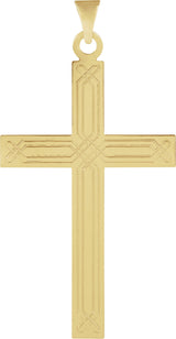 14K Gold Geometric Cross Pendant – 25.9x12mm - Yellow Gold