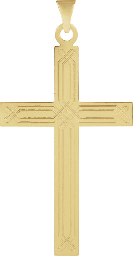 14K Gold Geometric Cross Pendant – 25.9x12mm - Yellow Gold