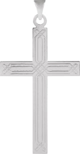 14K Gold Geometric Cross Pendant – 25.9x12mm - White Gold