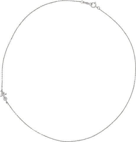 Platinum Infinity-Inspired Off-Center Sideways Cross Necklace - view 2