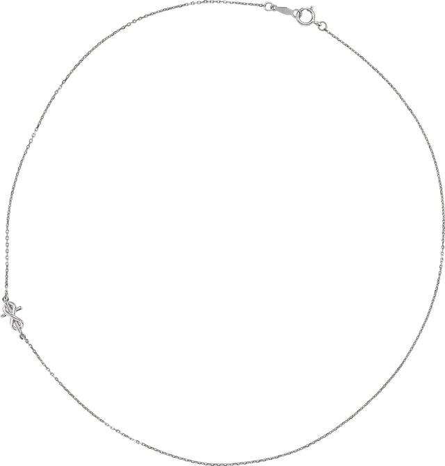 14K Gold Infinity-Inspired Off-Center Sideways Cross Necklace - White Gold - view 2