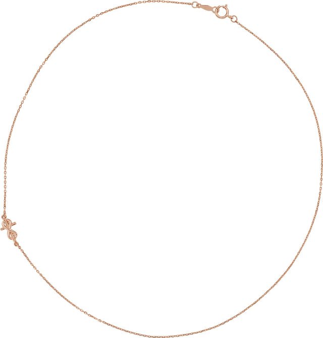 14K Gold Infinity-Inspired Off-Center Sideways Cross Necklace - Rose Gold - view 2