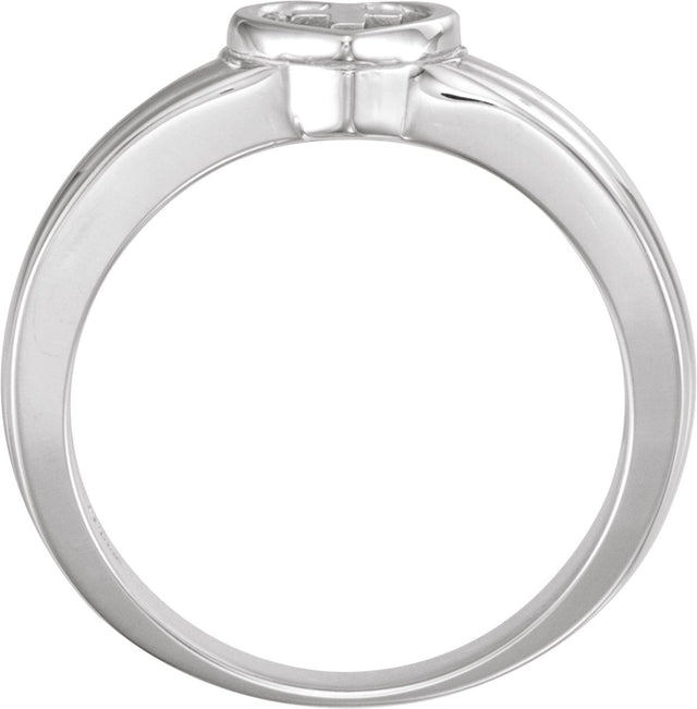 14K Gold Heart & Cross Ring III - White Gold - view 4