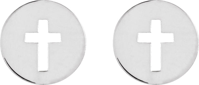 Platinum Pierced Cross Earrings - view 2