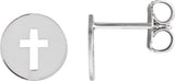 14K Gold Pierced Cross Earrings - White Gold