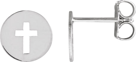 Platinum Pierced Cross Earrings