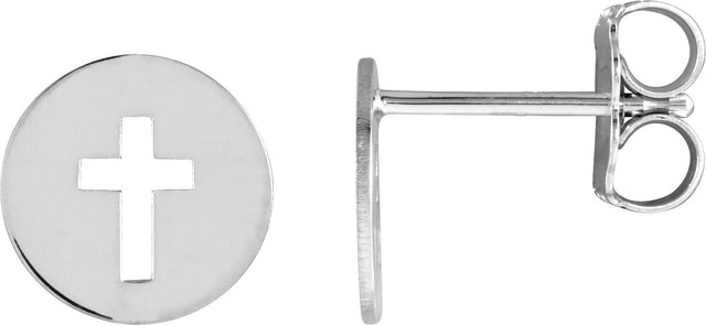 Platinum Pierced Cross Earrings